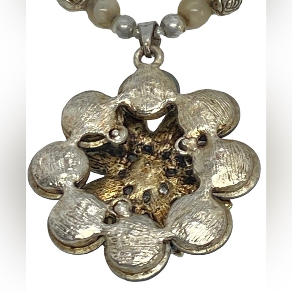 VTG 1980's Fashion 28” Asstd. Beads Necklace Floral Rhinestone Turquoise Pendant - Picture 9 of 16